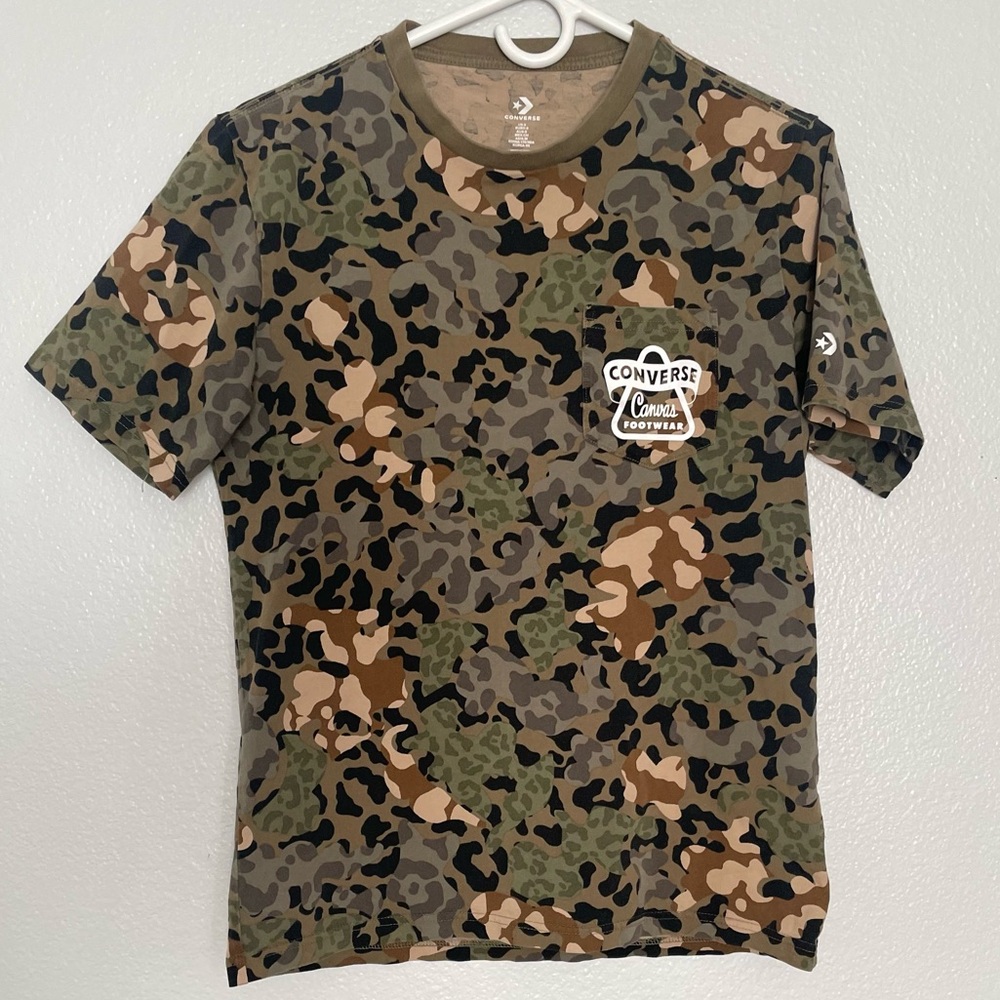 Converse Camouflage Brown & Green Short Sleeve Old School Vibe Pocket T-Shirt